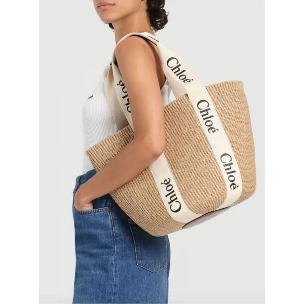 Chloé Beige Mifuko Edition Large Woody Basket Tote Beach Bag